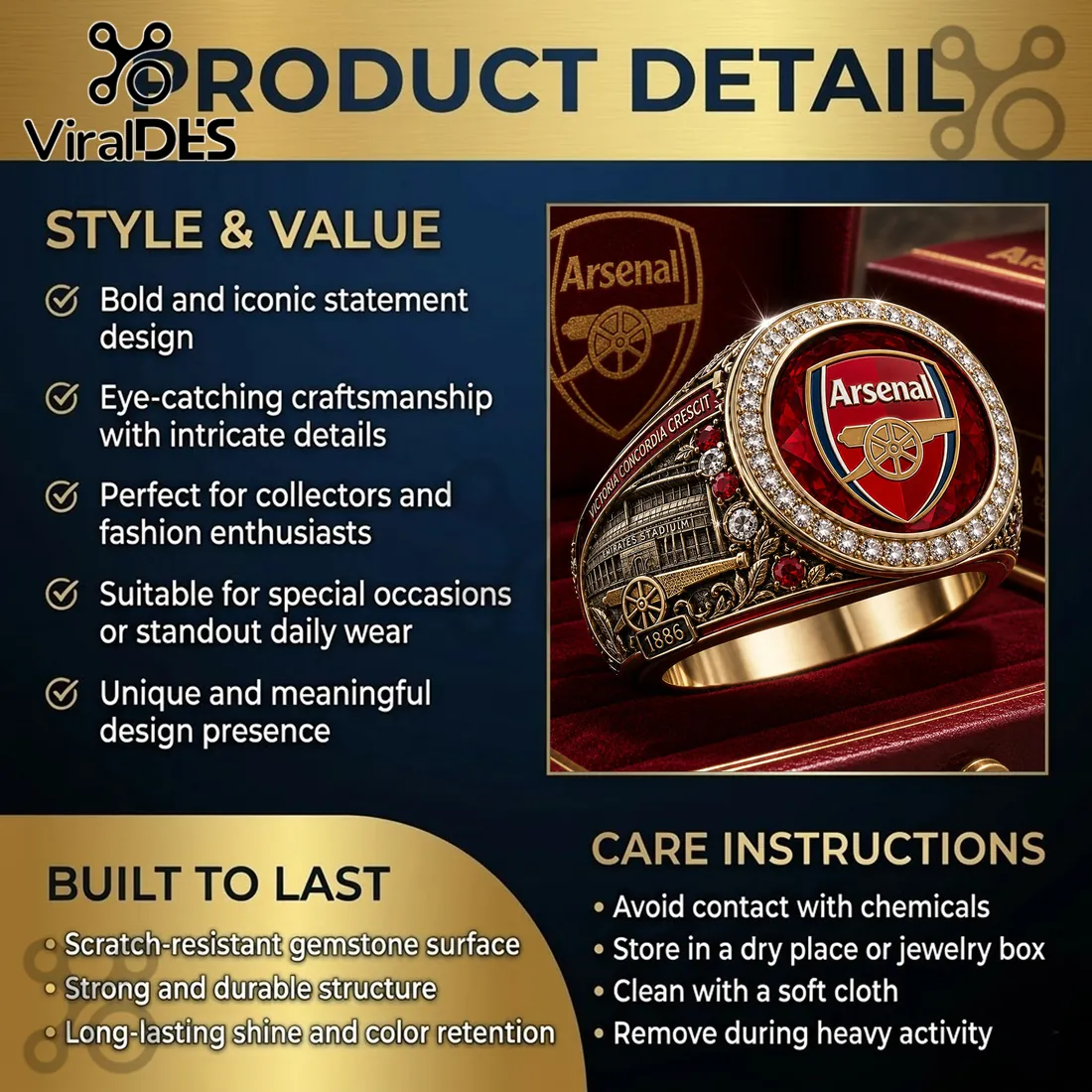 Arsenal Football Club Emirates Stadium 1886 Ring Arsenal Football Club Emirates Stadium 1886 Ring