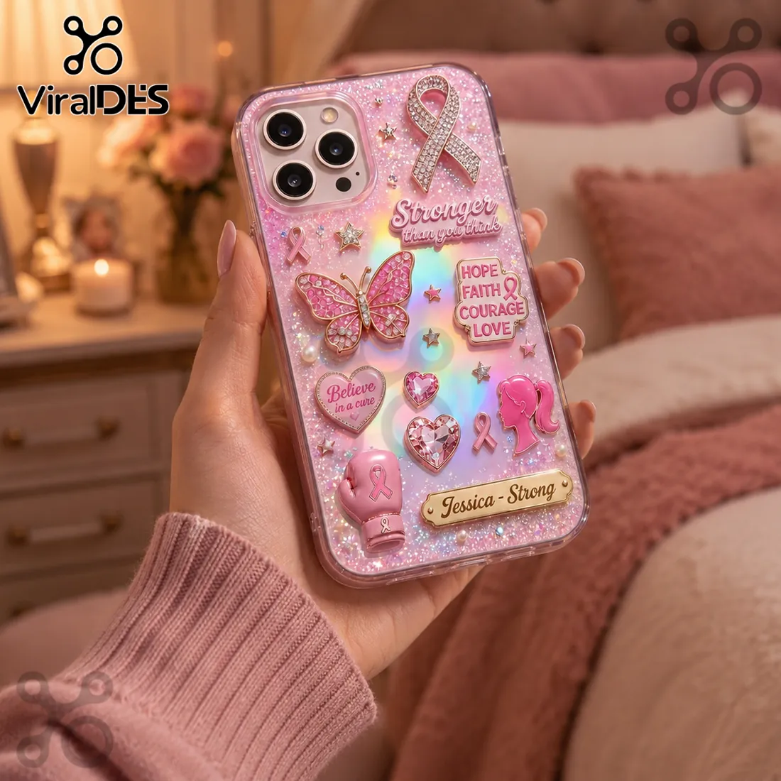 Breast Cancer Awareness Pink Ribbon Hope Courage Glitter Phone Case Breast Cancer Awareness Pink Ribbon Hope Courage Glitter Phone Case