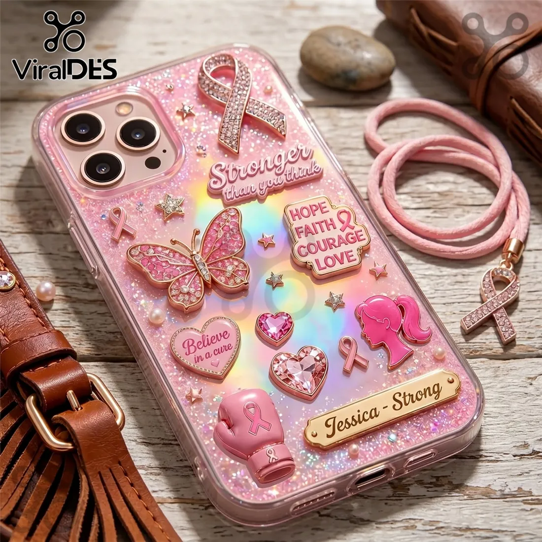 Breast Cancer Awareness Pink Ribbon Hope Courage Glitter Phone Case Breast Cancer Awareness Pink Ribbon Hope Courage Glitter Phone Case