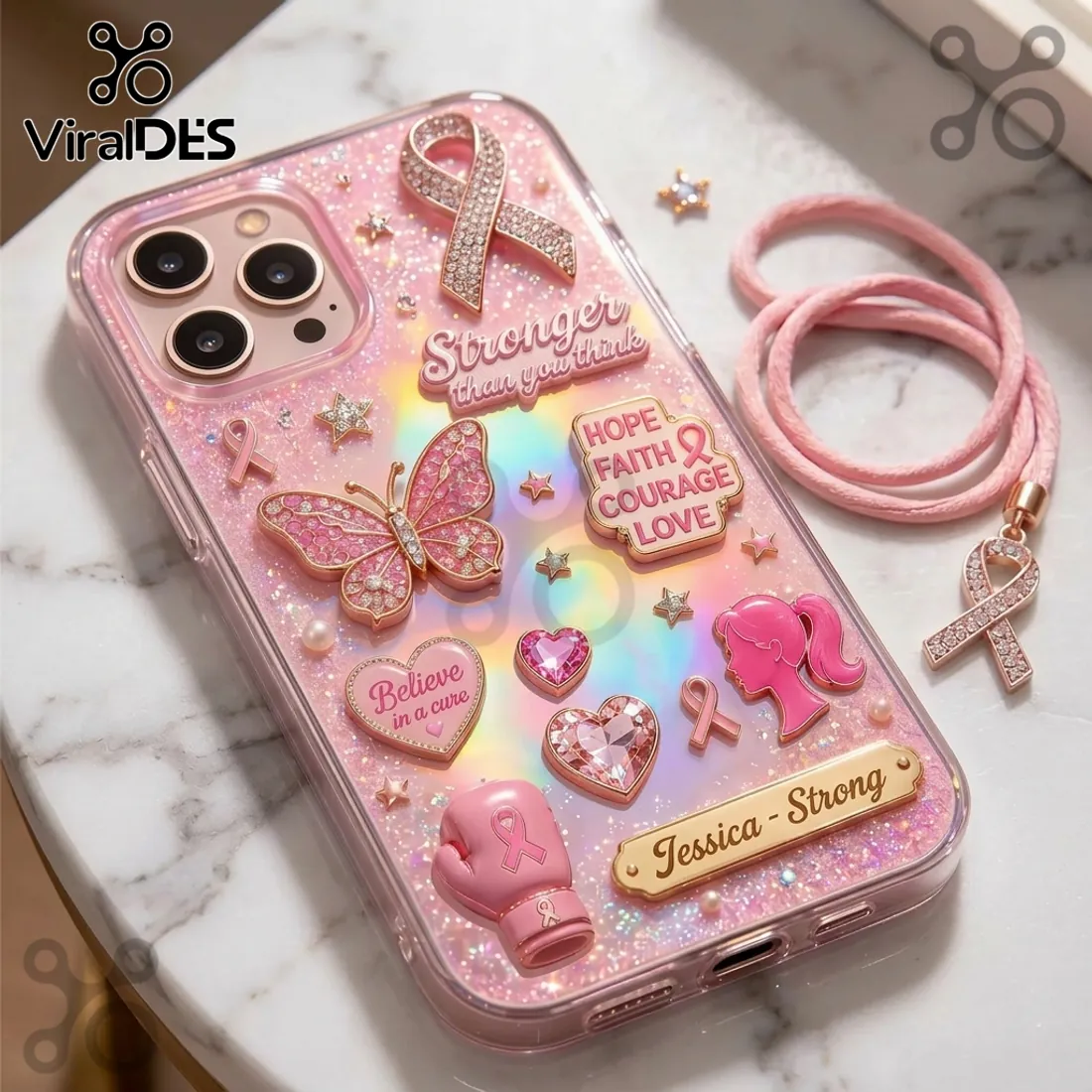 Breast Cancer Awareness Pink Ribbon Hope Courage Glitter Phone Case Breast Cancer Awareness Pink Ribbon Hope Courage Glitter Phone Case