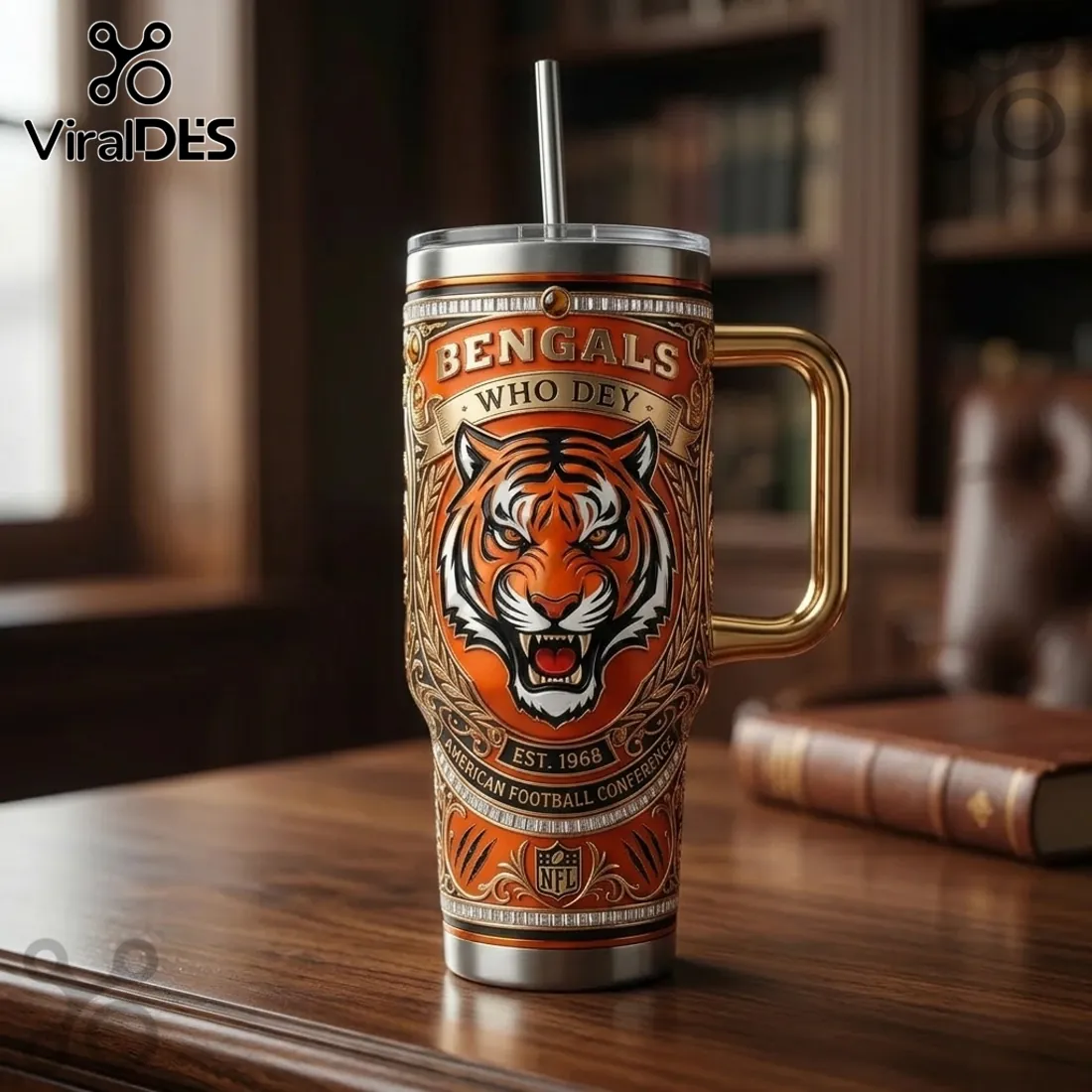 Cincinnati Bengals Who Dey Premium 40oz Stainless Steel Handle Tumbler Cincinnati Bengals Who Dey Premium 40oz Stainless Steel Handle Tumbler