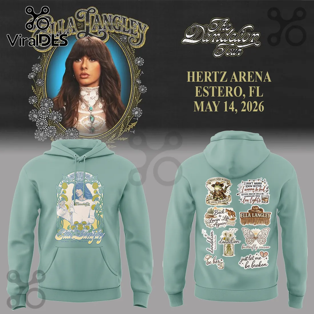 Ella Langley Dandelion Tour Hertz Arena 2026 Concert Hoodie Ella Langley Dandelion Tour Hertz Arena 2026 Concert Hoodie