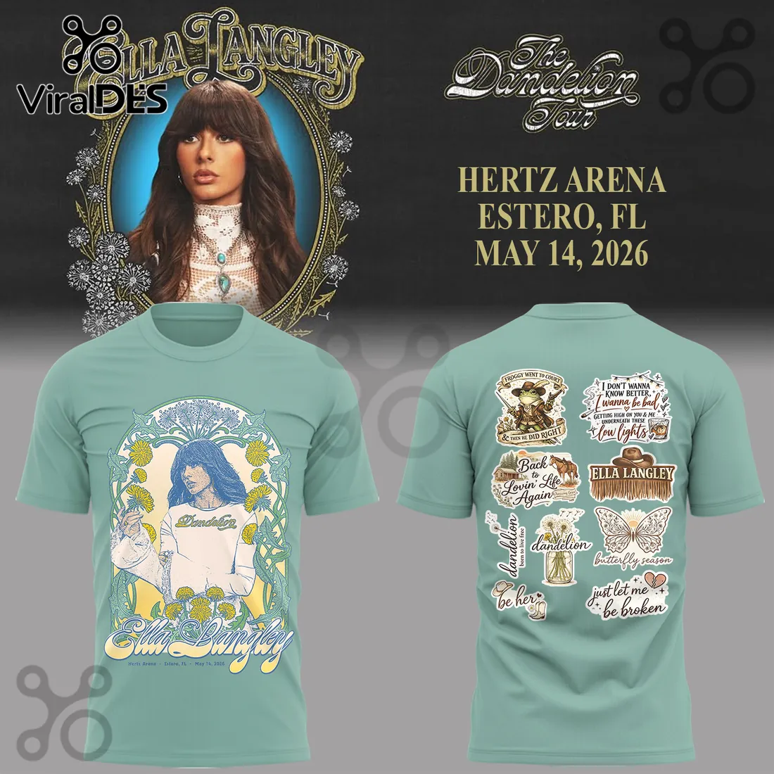 Ella Langley Dandelion Tour Hertz Arena 2026 Concert Hoodie Ella Langley Dandelion Tour Hertz Arena 2026 Concert Hoodie