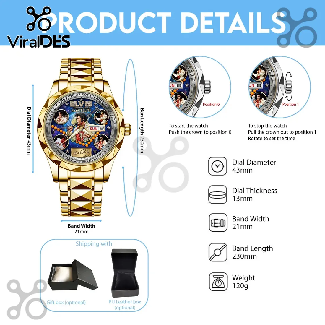Elvis Presley Aloha From Hawaii Gold Luxury Quartz Watch Elvis Presley Aloha From Hawaii Gold Luxury Quartz Watch