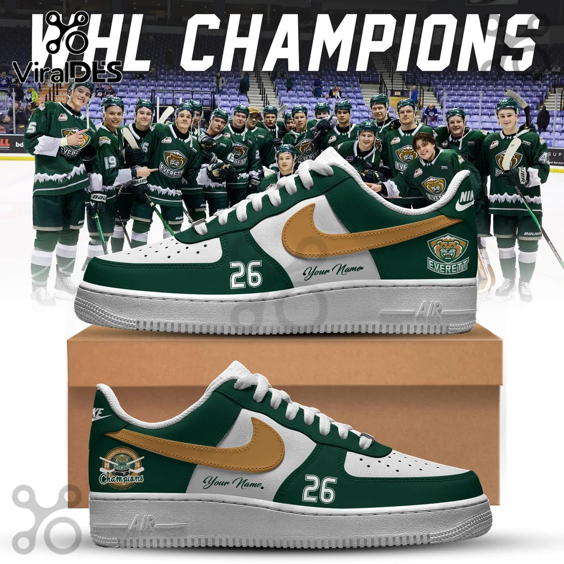 Everett Silvertips WHL Champions 2026 Personalized Air Force 1 Everett Silvertips WHL Champions 2026 Personalized Air Force 1