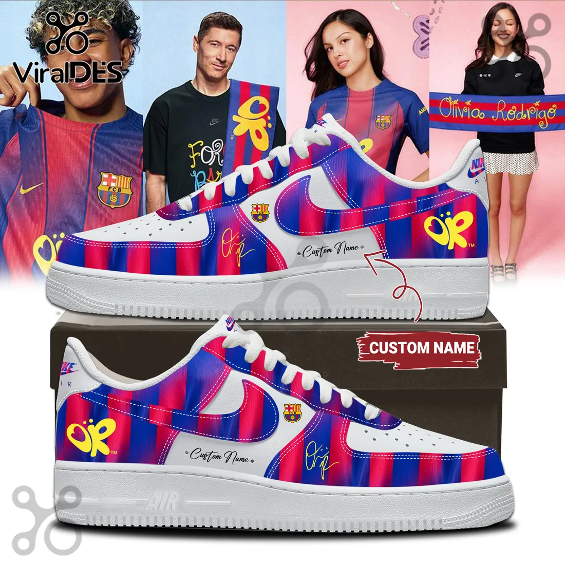FC Barcelona Olivia Rodrigo Limited Edition Air Force 1 Sneakers FC Barcelona Olivia Rodrigo Limited Edition Air Force 1 Sneakers