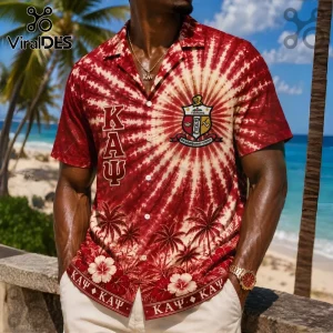 Kappa Alpha Psi Crimson and Cream Tropical Hawaiian Shirt Kappa Alpha Psi Crimson and Cream Tropical Hawaiian Shirt