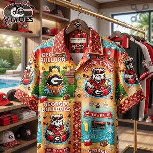 Georgia Bulldogs Hot Dawg Summer Premium Silk Hawaiian Shirt Georgia Bulldogs Hot Dawg Summer Premium Silk Hawaiian Shirt
