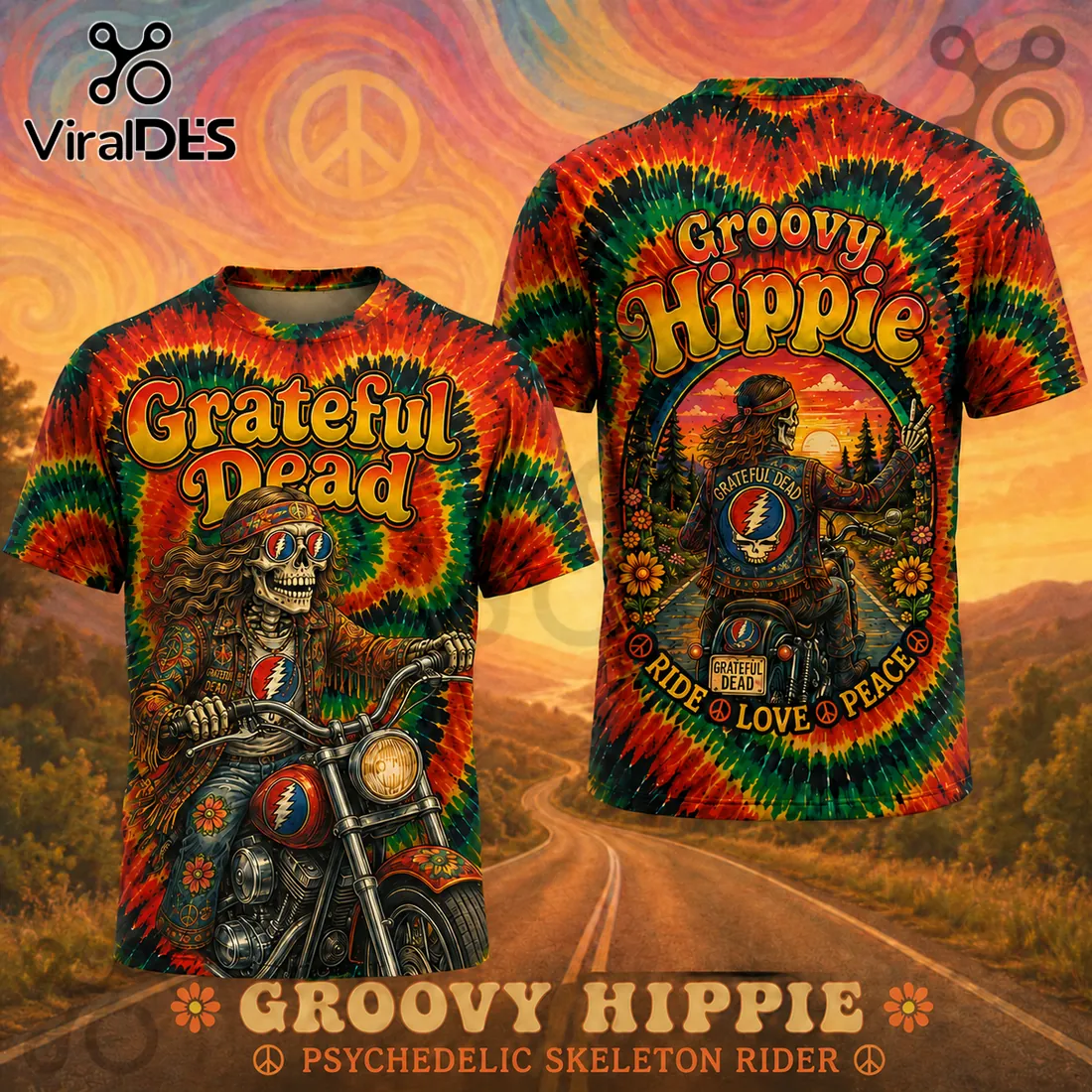 Grateful Dead Psychedelic Skeleton Motorcycle Rider Shirt Grateful Dead Psychedelic Skeleton Motorcycle Rider Shirt