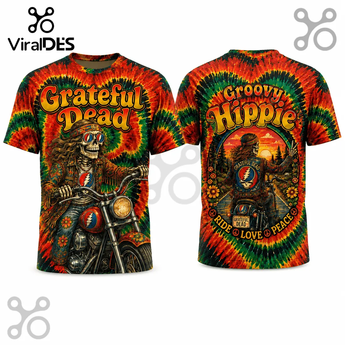 Grateful Dead Psychedelic Skeleton Motorcycle Rider Shirt Grateful Dead Psychedelic Skeleton Motorcycle Rider Shirt