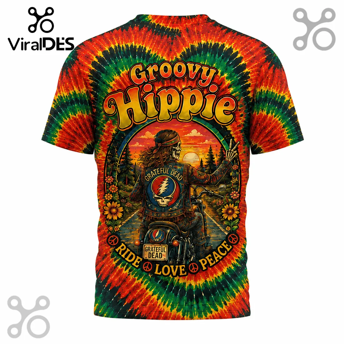 Grateful Dead Psychedelic Skeleton Motorcycle Rider Shirt Grateful Dead Psychedelic Skeleton Motorcycle Rider Shirt