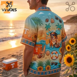 Tennessee Volunteers Big Orange Summer Splash Beach Dog Hawaiian Shirt