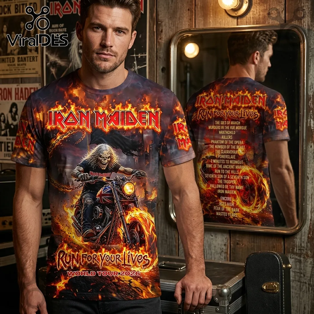 Iron Maiden Run For Your Lives 2026 World Tour 3D T-Shirt Iron Maiden Run For Your Lives 2026 World Tour 3D T-Shirt