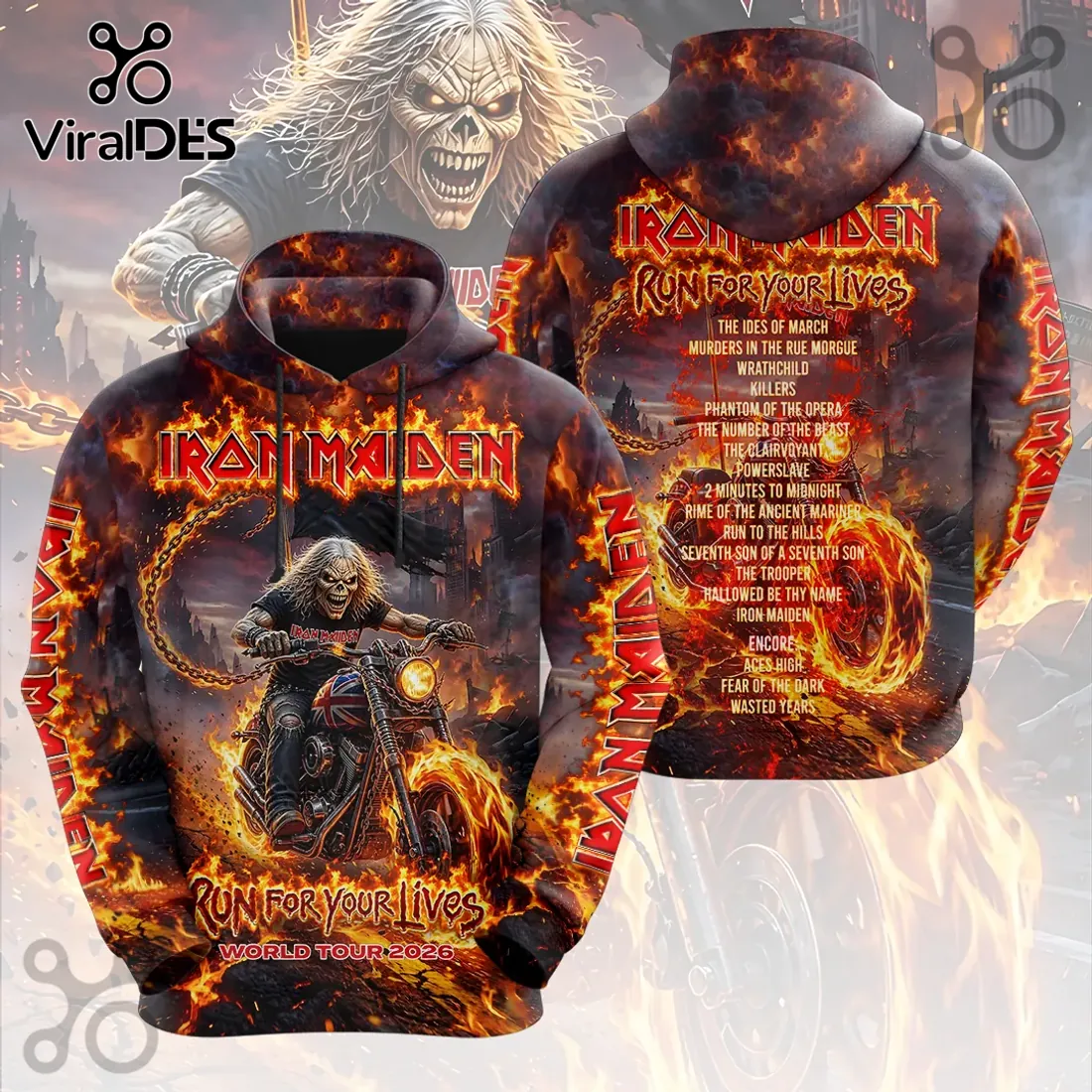 Iron Maiden Run For Your Lives 2026 World Tour 3D T-Shirt Iron Maiden Run For Your Lives 2026 World Tour 3D T-Shirt
