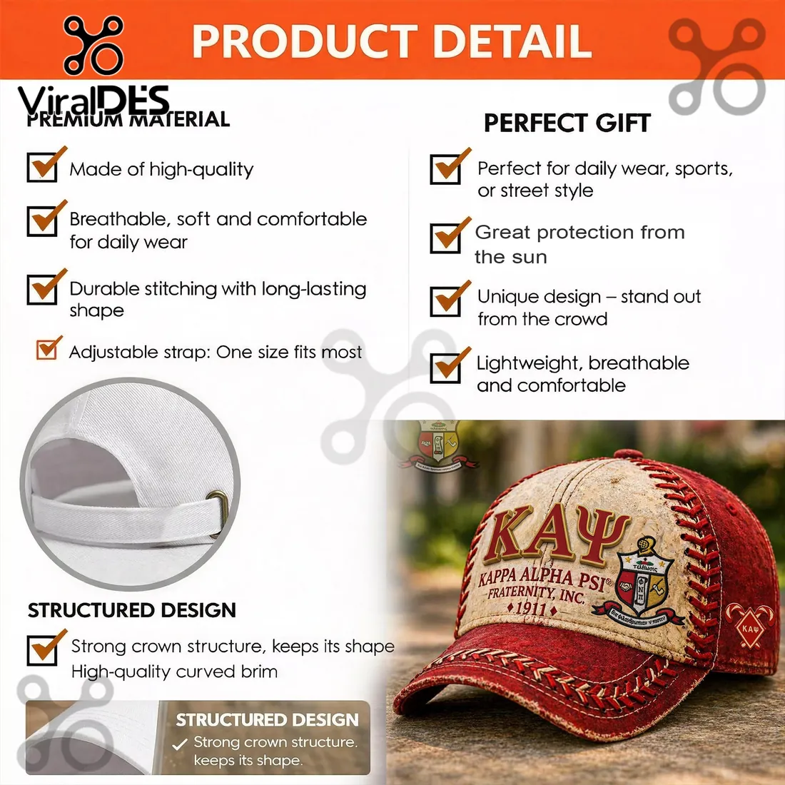 Kappa Alpha Psi Fraternity Vintage Est. 1911 Embroidered Baseball Cap Kappa Alpha Psi Fraternity Vintage Est. 1911 Embroidered Baseball Cap