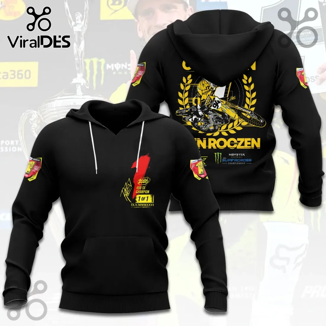 Ken Roczen 2026 Monster Energy AMA Supercross 450SX Champion Hoodie Ken Roczen 2026 Monster Energy AMA Supercross 450SX Champion Hoodie