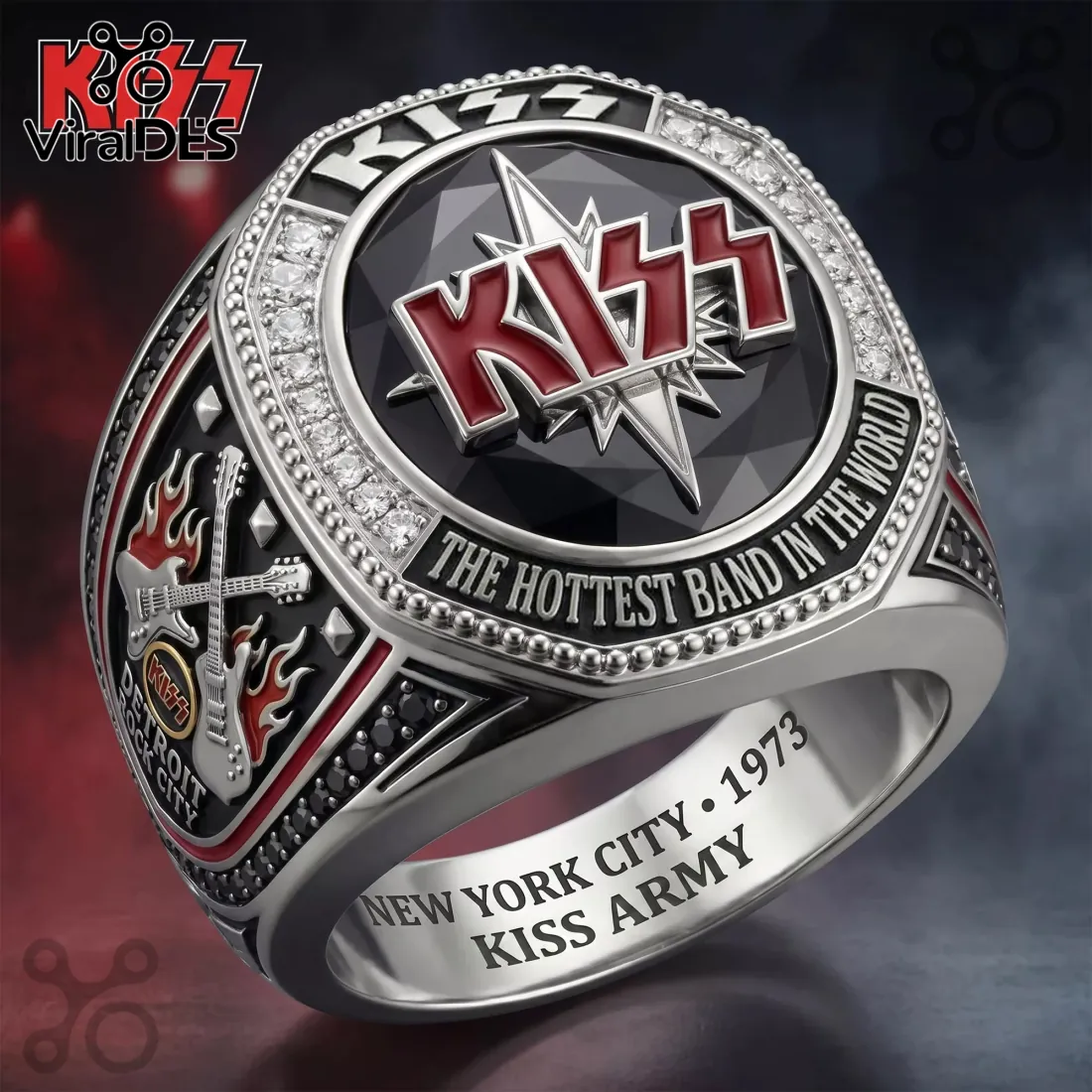 KISS 1973 New York City Hottest Band In The World Ring KISS 1973 New York City Hottest Band In The World Ring