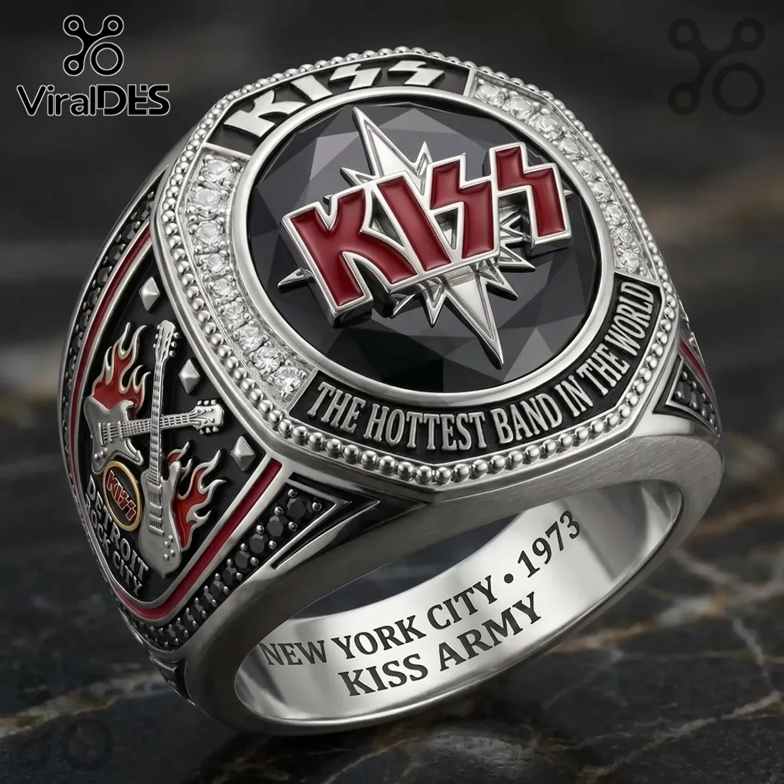 KISS 1973 New York City Hottest Band In The World Ring KISS 1973 New York City Hottest Band In The World Ring