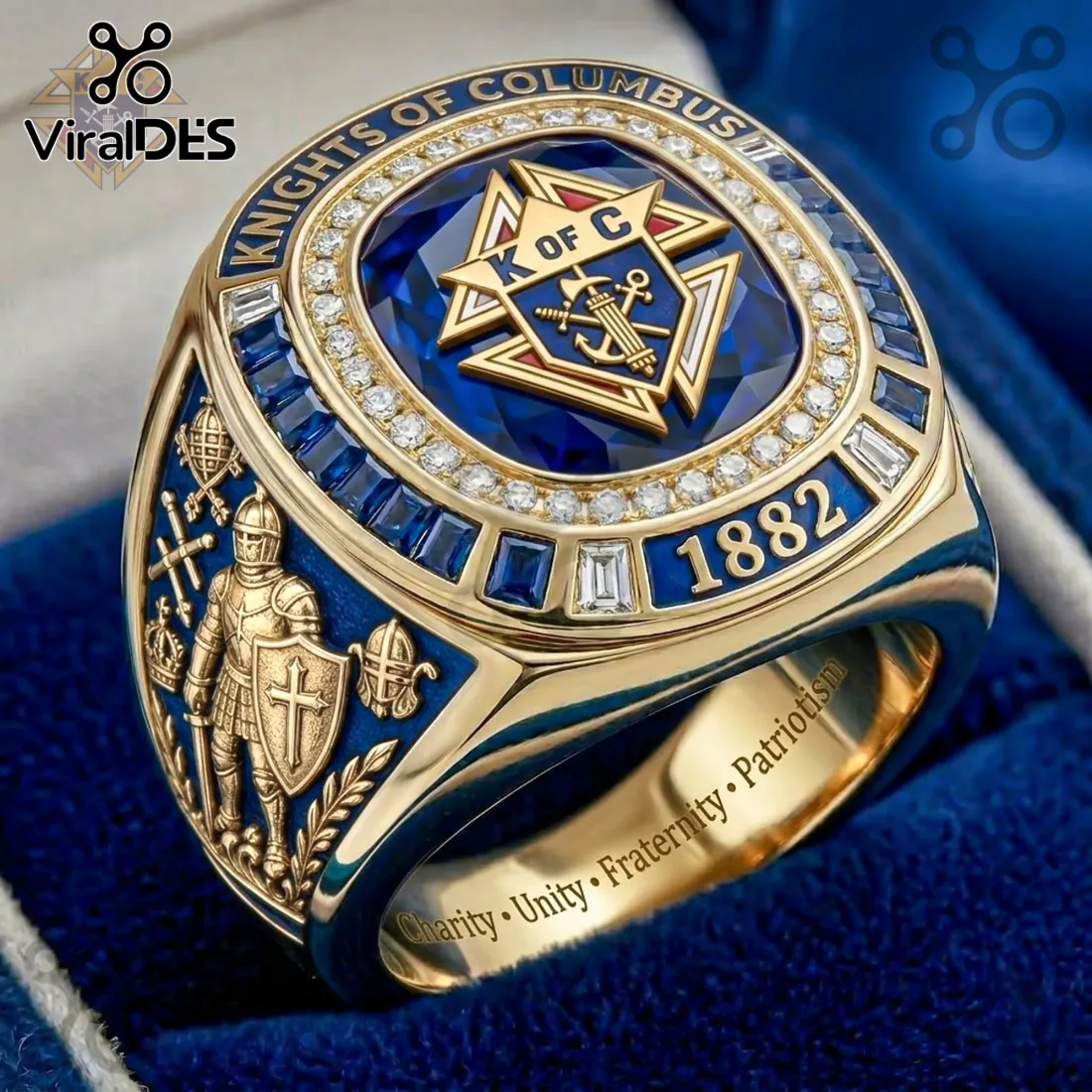 Knights of Columbus 1882 Founding Gold Blue Stone Ring Knights of Columbus 1882 Founding Gold Blue Stone Ring