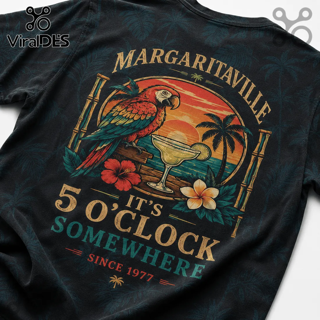 Margaritaville Jimmy Buffett Since 1977 Parrot Sunset Beach Shirt Margaritaville Jimmy Buffett Since 1977 Parrot Sunset Beach Shirt