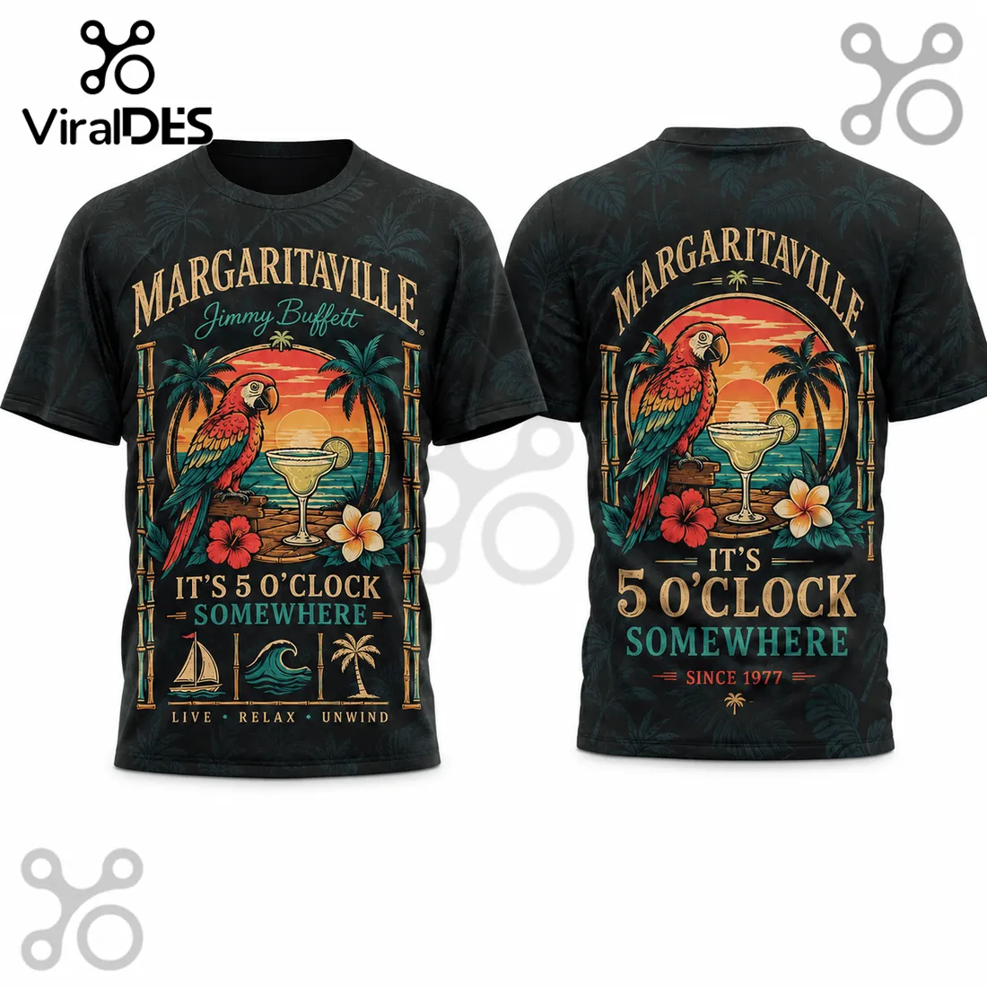 Margaritaville Jimmy Buffett Since 1977 Parrot Sunset Beach Shirt Margaritaville Jimmy Buffett Since 1977 Parrot Sunset Beach Shirt