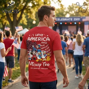 Mickey Mouse Patriotic America 250th Anniversary Red T-Shirt