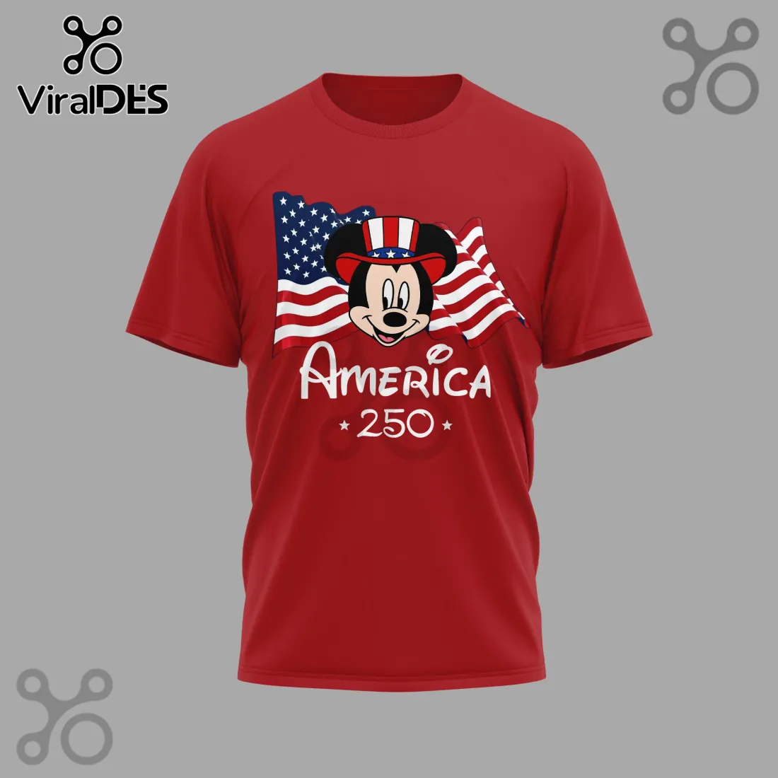 Mickey Mouse Patriotic America 250th Anniversary Red T-Shirt Mickey Mouse Patriotic America 250th Anniversary Red T-Shirt