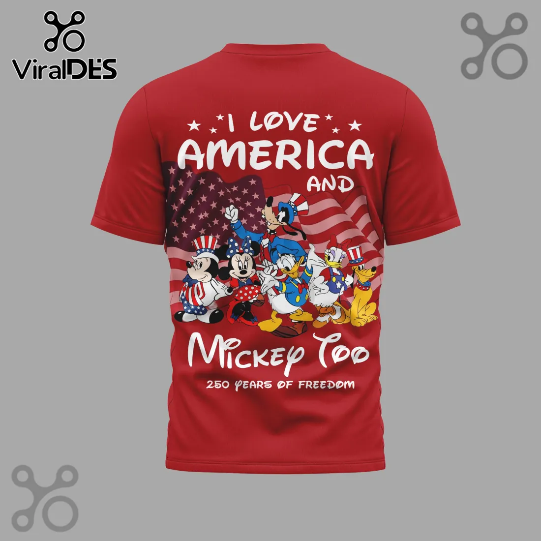 Mickey Mouse Patriotic America 250th Anniversary Red T-Shirt Mickey Mouse Patriotic America 250th Anniversary Red T-Shirt