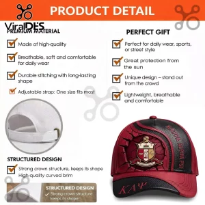 Kappa Alpha Psi baseball cap with red and black cracked texture design crest logo and Greek letters on structured crown!