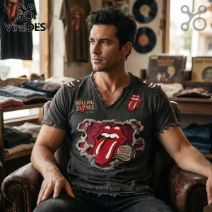 The Rolling Stones Distressed Tongue Lips Rock Band T-Shirt