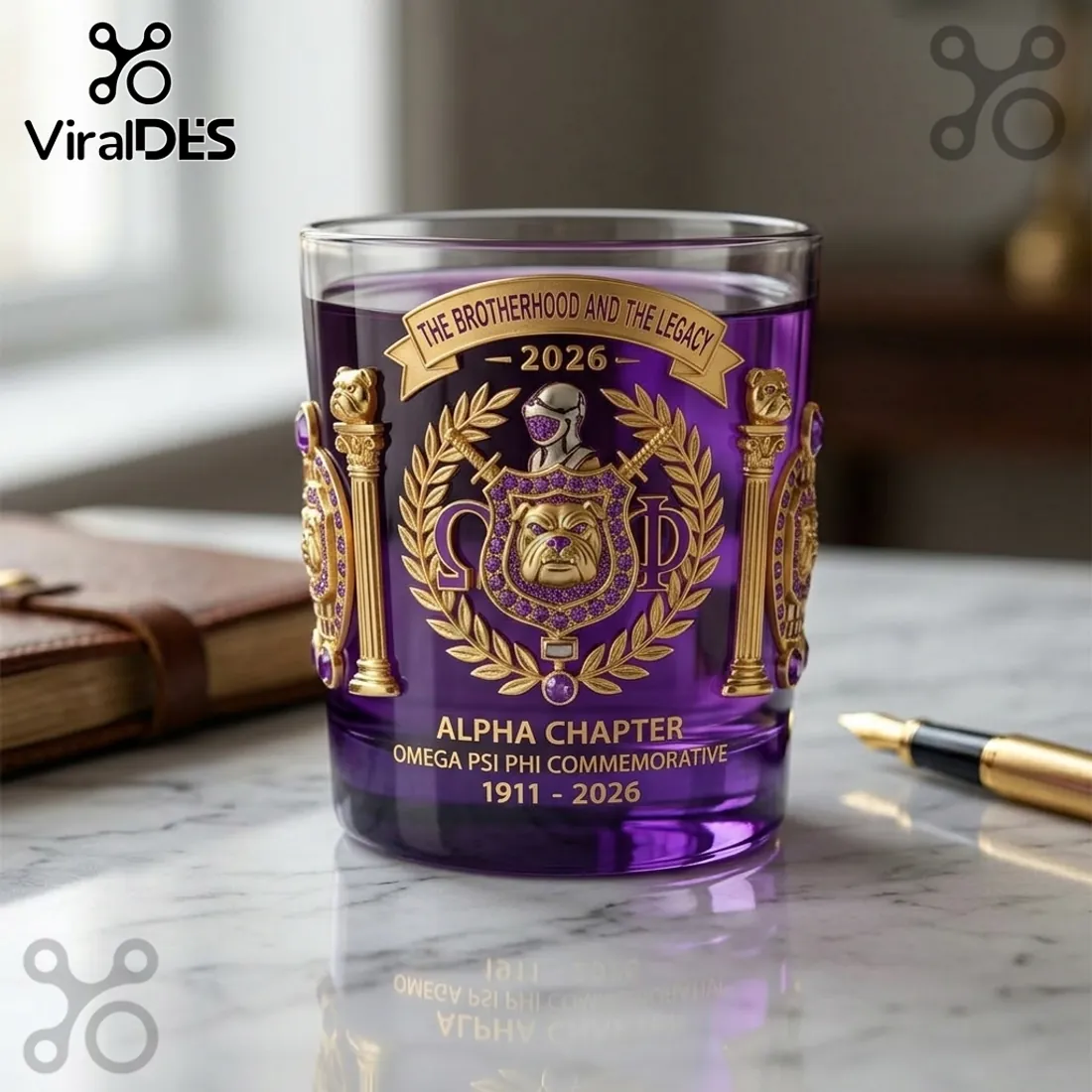 Omega Psi Phi 115th Anniversary 1911-2026 Whiskey Glass Omega Psi Phi 115th Anniversary 1911-2026 Whiskey Glass