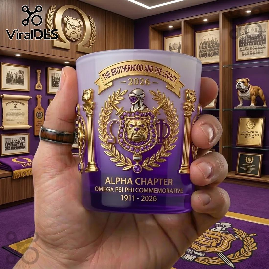 Omega Psi Phi 115th Anniversary 1911-2026 Whiskey Glass Omega Psi Phi 115th Anniversary 1911-2026 Whiskey Glass