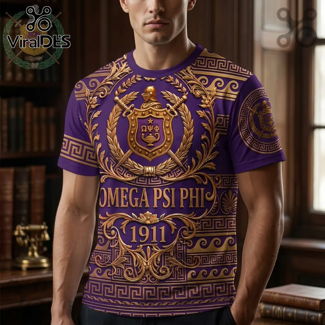 Omega Psi Phi 1911 Gold Greek Key Purple Shirt Omega Psi Phi 1911 Gold Greek Key Purple Shirt
