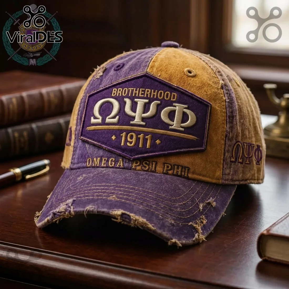 Omega Psi Phi Brotherhood 1911 Distressed Baseball Cap Omega Psi Phi Brotherhood 1911 Distressed Baseball Cap