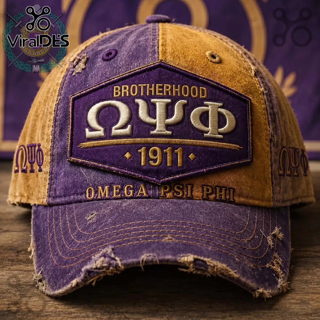 Omega Psi Phi Brotherhood 1911 Distressed Baseball Cap Omega Psi Phi Brotherhood 1911 Distressed Baseball Cap