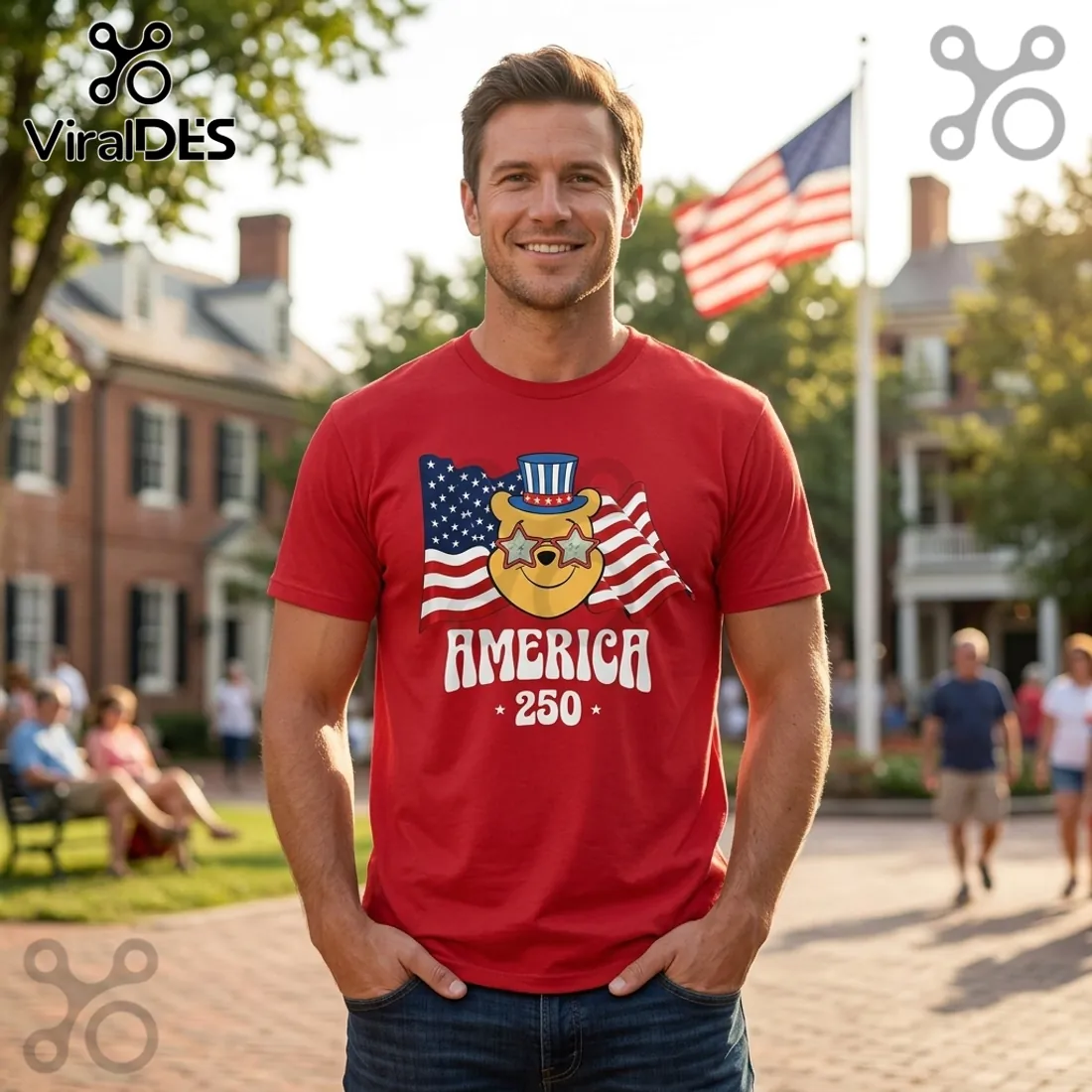 Patriotic Pooh & Friends America 250 Years of Freedom T-Shirt Patriotic Pooh & Friends America 250 Years of Freedom T-Shirt
