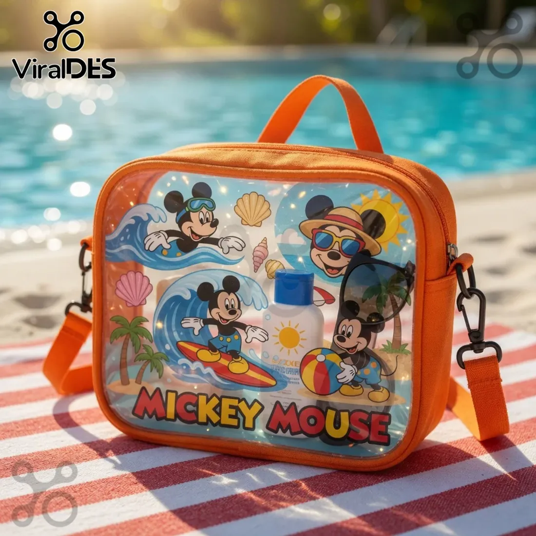 Premium Disney Mickey Mouse Summer Beach Clear Crossbody Bag Premium Disney Mickey Mouse Summer Beach Clear Crossbody Bag