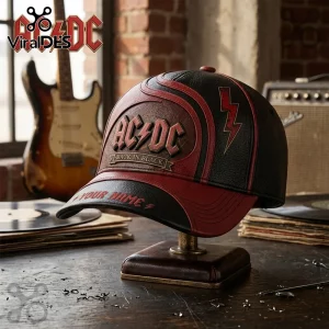 AC/DC Personalized Back In Black Faux Leather Baseball Cap AC/DC Personalized Back In Black Faux Leather Baseball Cap