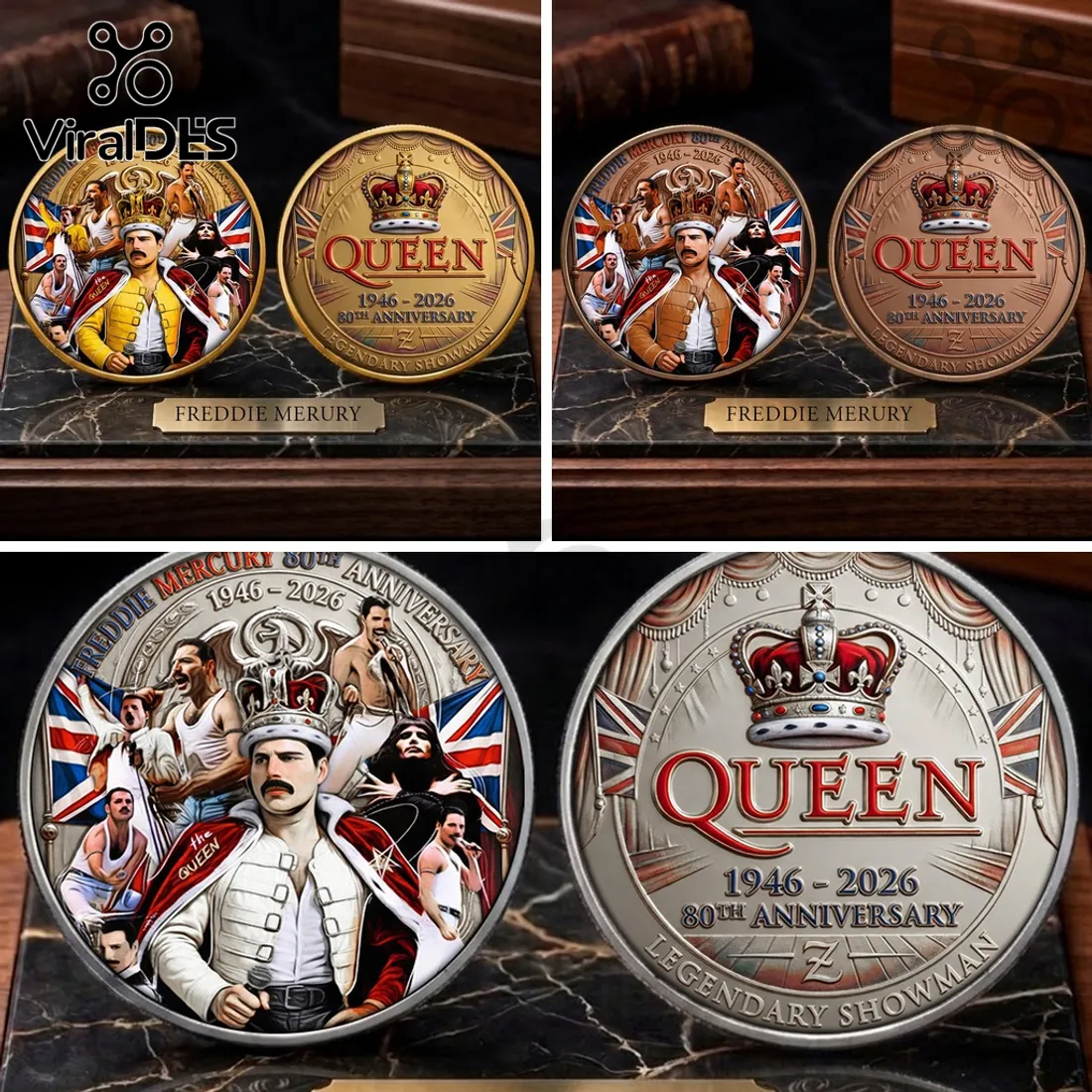 Queen Freddie Mercury 80th Anniversary Premium Collectible Coin Queen Freddie Mercury 80th Anniversary Premium Collectible Coin