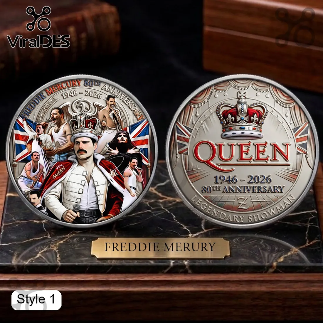 Queen Freddie Mercury 80th Anniversary Premium Collectible Coin Queen Freddie Mercury 80th Anniversary Premium Collectible Coin