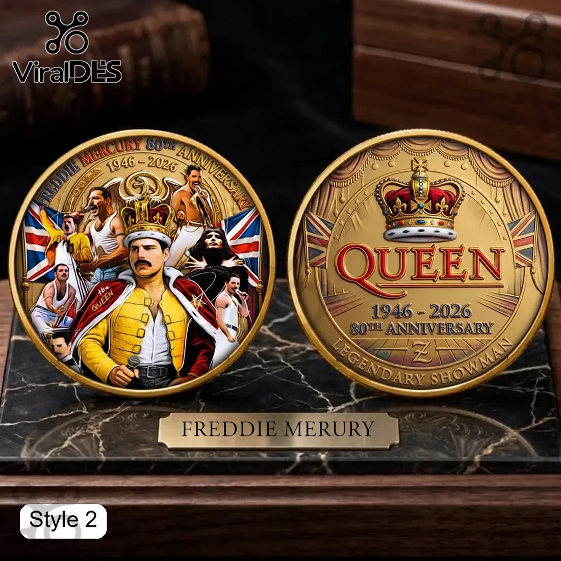 Queen Freddie Mercury 80th Anniversary Premium Collectible Coin Queen Freddie Mercury 80th Anniversary Premium Collectible Coin