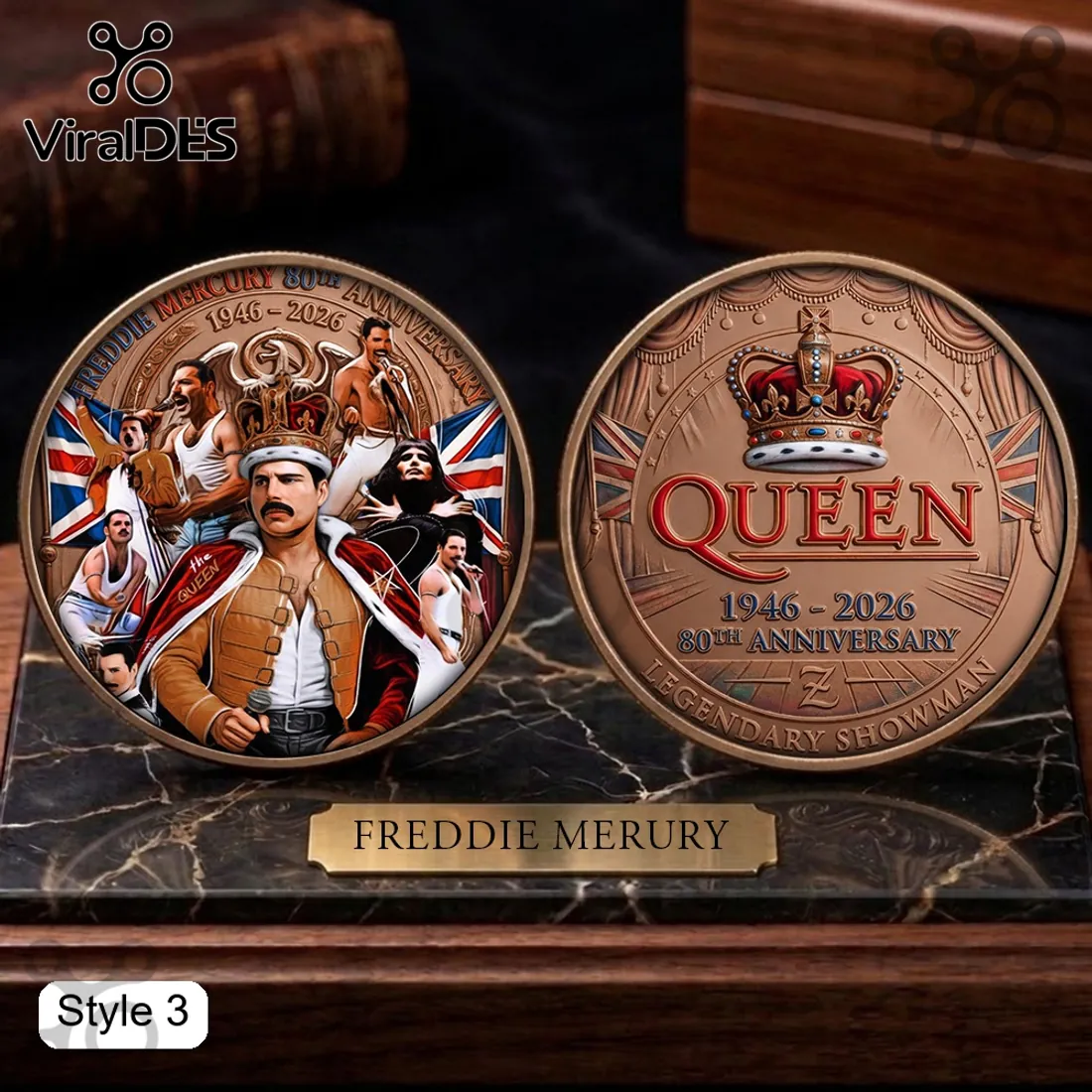 Queen Freddie Mercury 80th Anniversary Premium Collectible Coin Queen Freddie Mercury 80th Anniversary Premium Collectible Coin