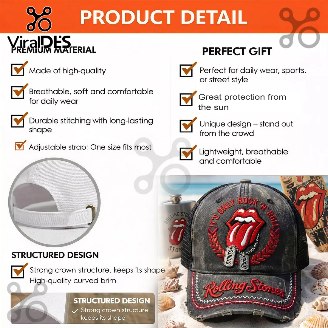 Rolling Stones Tongue Logo It’s Only Rock ‘N’ Roll Retro Baseball Cap Rolling Stones Tongue Logo It’s Only Rock ‘N’ Roll Retro Baseball Cap