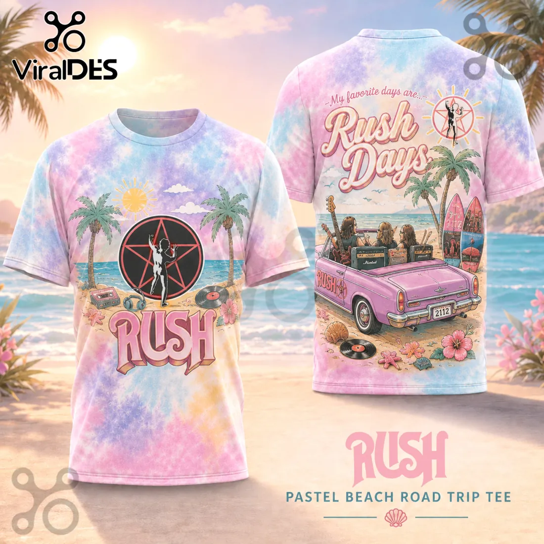 Rush Days 2112 Starman Pastel Beach Road Trip T-Shirt Rush Days 2112 Starman Pastel Beach Road Trip T-Shirt