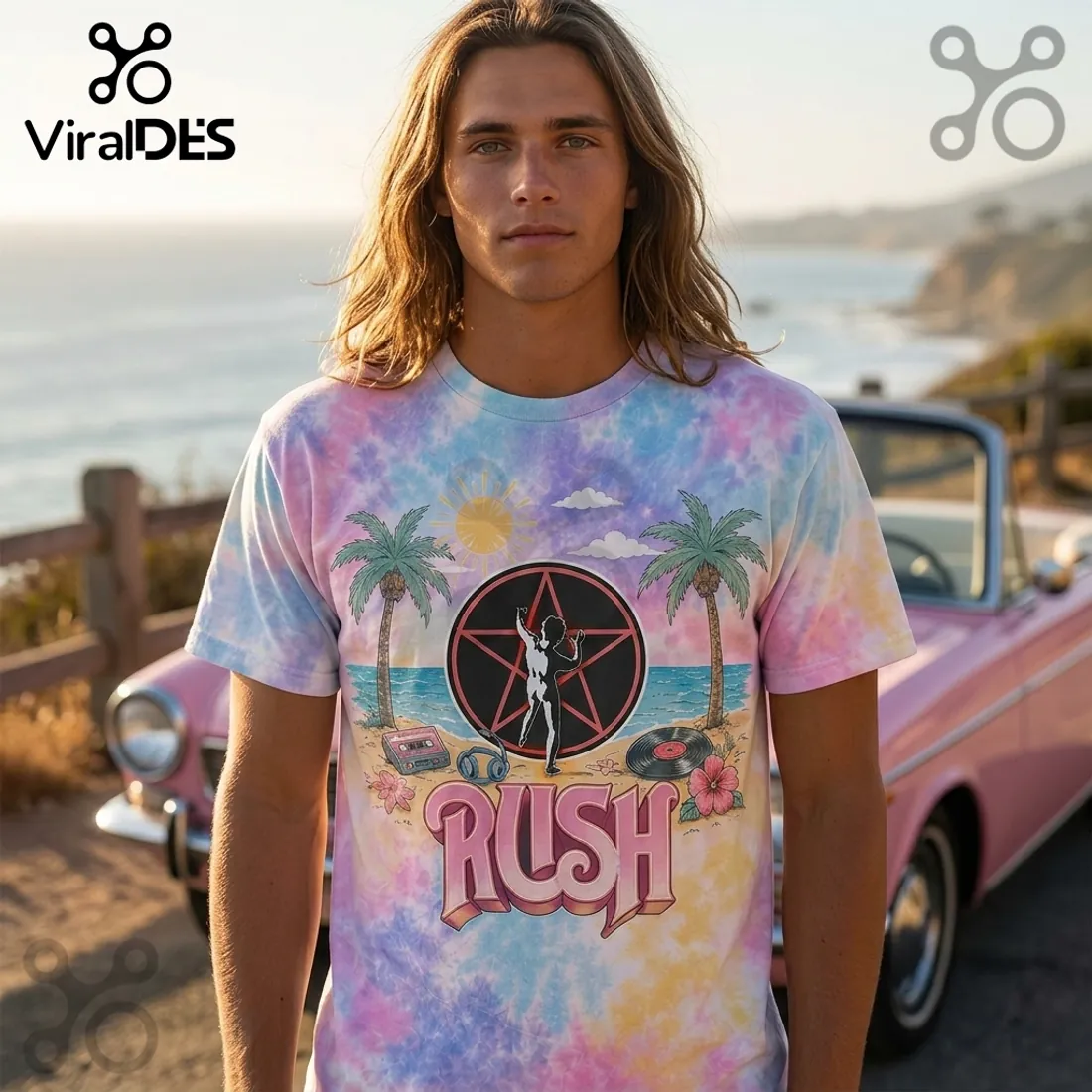 Rush Days 2112 Starman Pastel Beach Road Trip T-Shirt Rush Days 2112 Starman Pastel Beach Road Trip T-Shirt