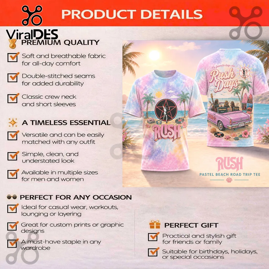 Rush Days 2112 Starman Pastel Beach Road Trip T-Shirt Rush Days 2112 Starman Pastel Beach Road Trip T-Shirt