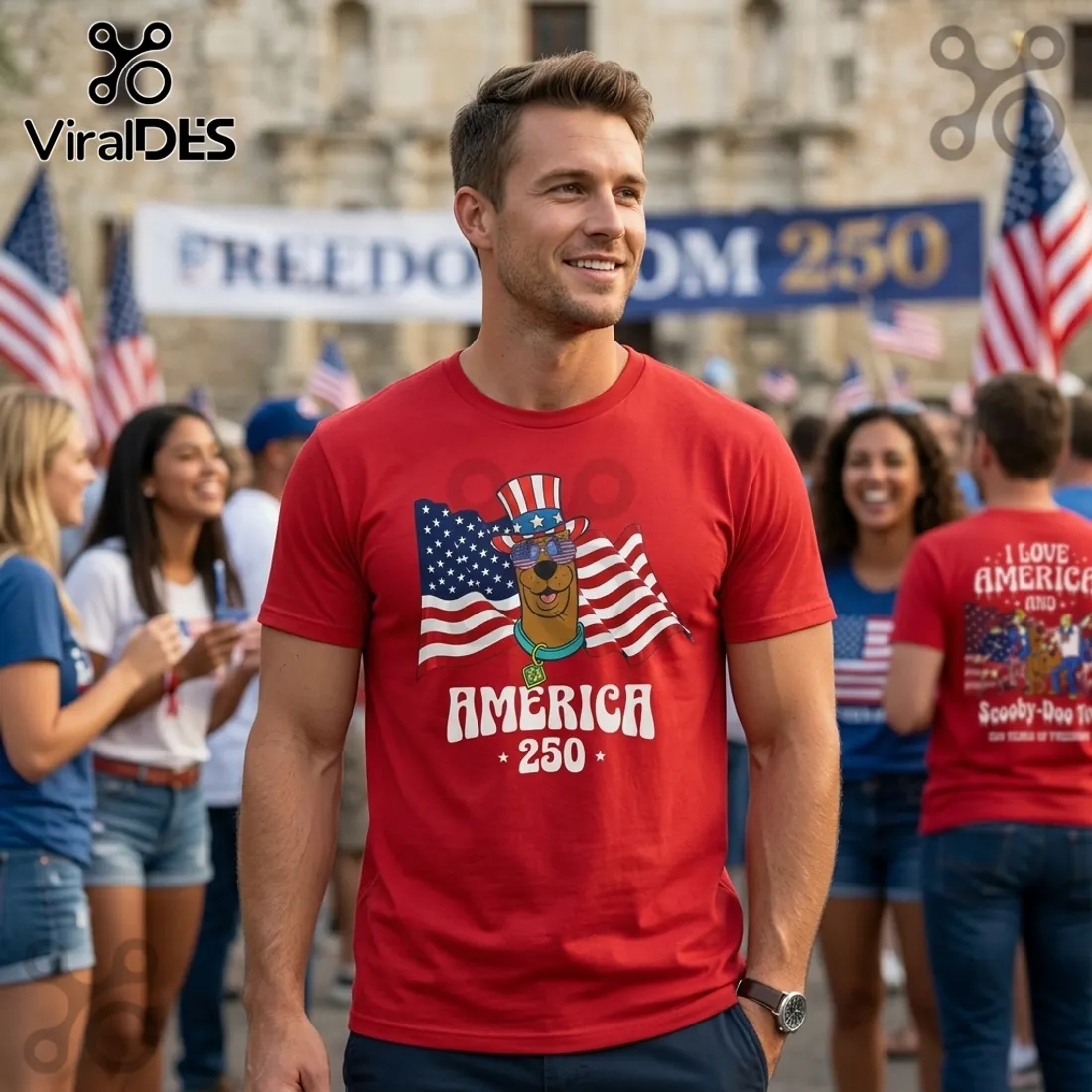 Scooby-Doo America 250 Years of Freedom Patriotic Anniversary T-Shirt Scooby-Doo America 250 Years of Freedom Patriotic Anniversary T-Shirt