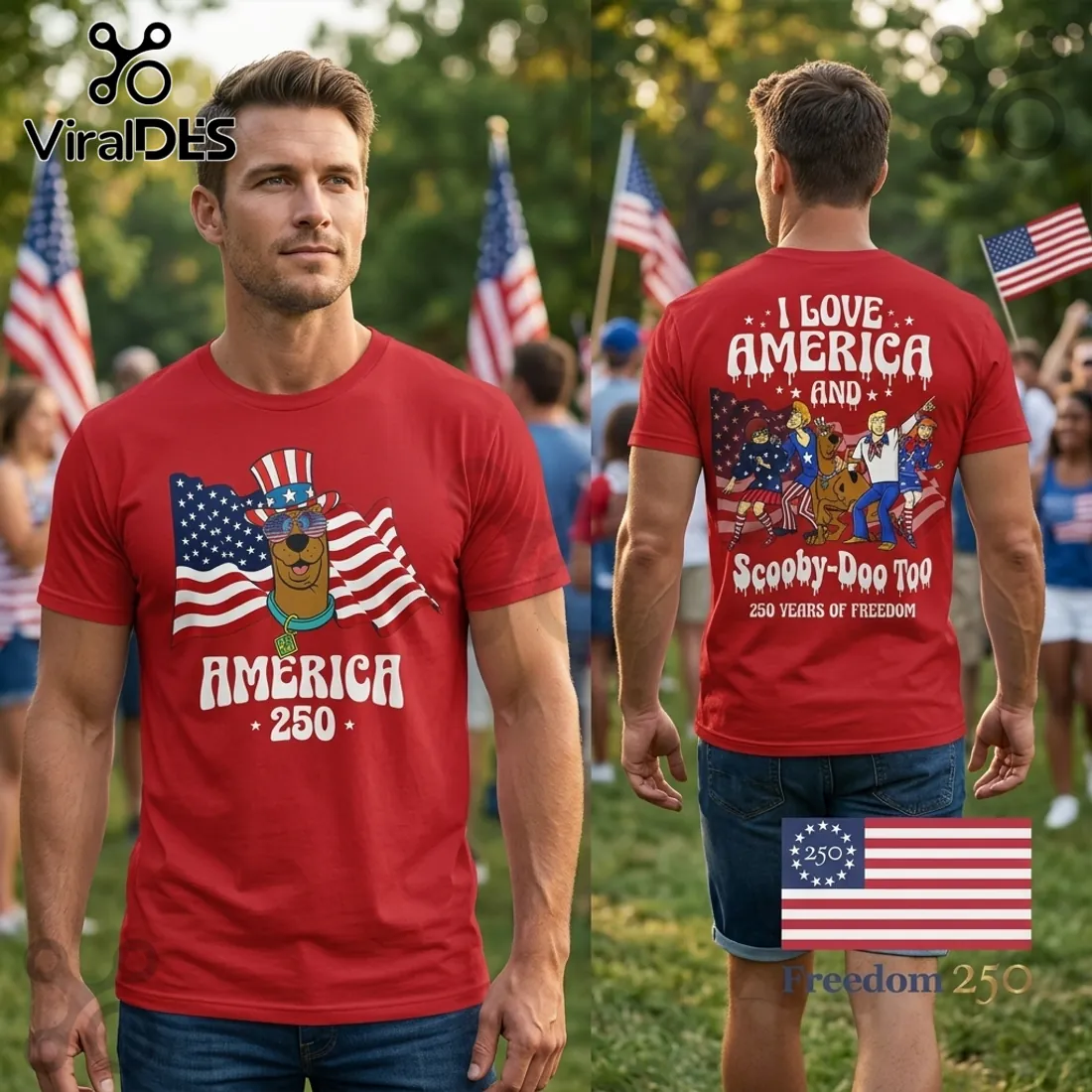Scooby-Doo America 250 Years of Freedom Patriotic Anniversary T-Shirt Scooby-Doo America 250 Years of Freedom Patriotic Anniversary T-Shirt