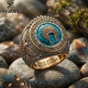 Native American Tribal Heritage Turquoise Headdress Spirit Ancestors Ring