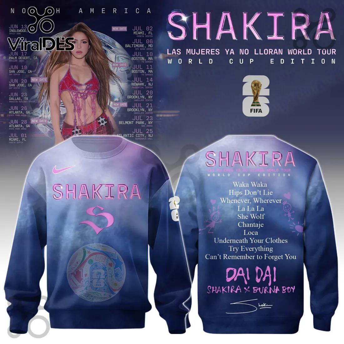 Shakira Las Mujeres Ya No Lloran World Tour FIFA World Cup Hoodie Shakira Las Mujeres Ya No Lloran World Tour FIFA World Cup Hoodie